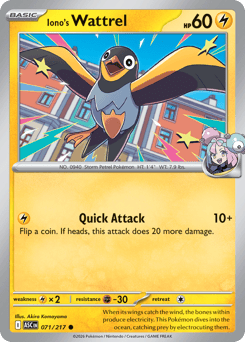 Iono's Wattrel #71 Iono's Wattrel - Ascended Heroes - #71 - Pokemon TCG card