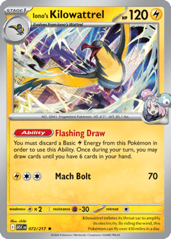 Iono's Kilowattrel #72 Iono's Kilowattrel - Ascended Heroes - #72 - Pokemon TCG card
