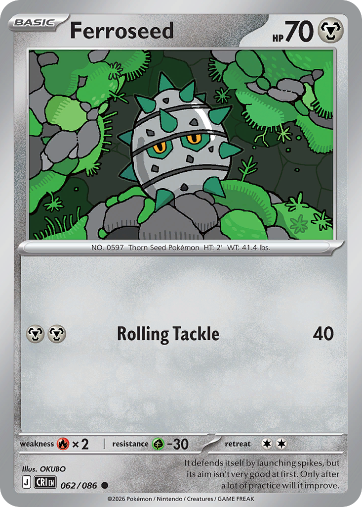 Ferroseed - Chaos Rising - #62 - Pokemon TCG card
