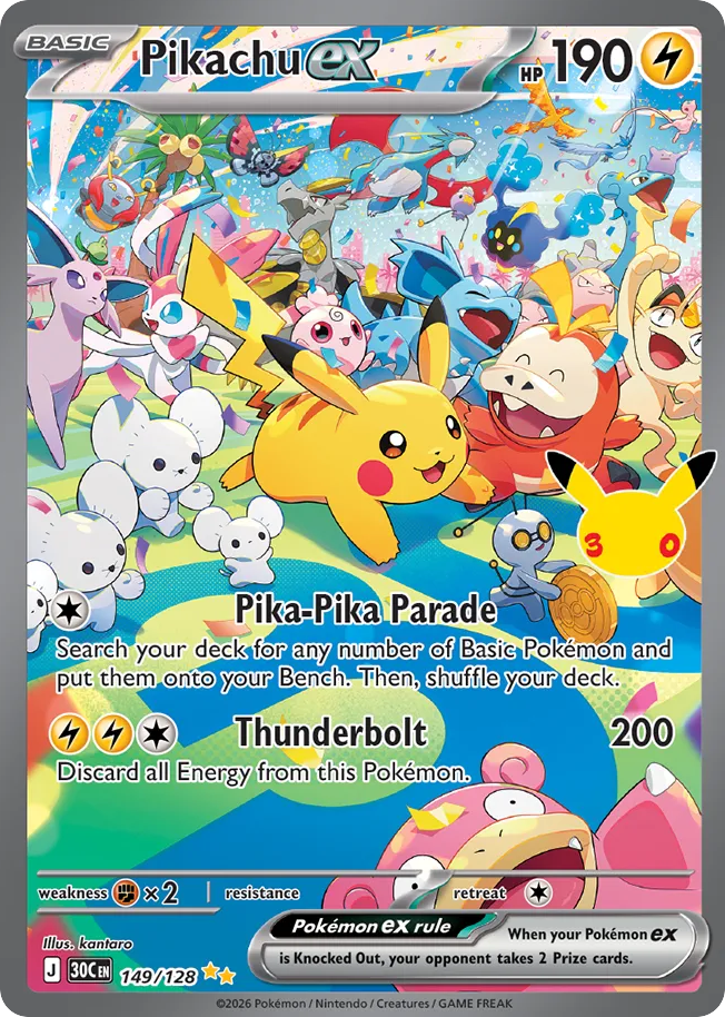 Pikachu ex - 30th Celebration - #149 - Pokemon TCG card