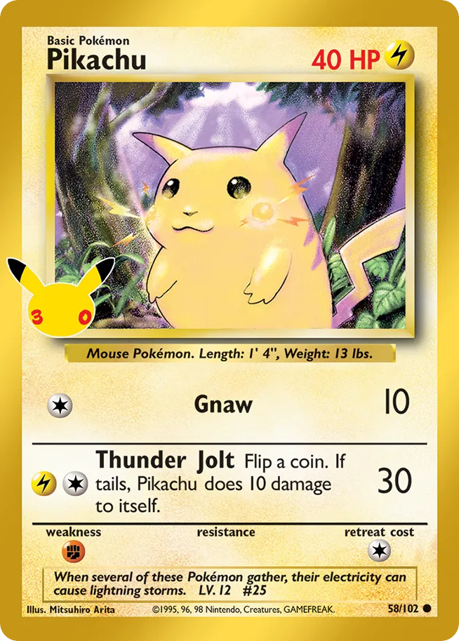 Pikachu - 30th Celebration: Classic Collection - #58 - Pokemon TCG card