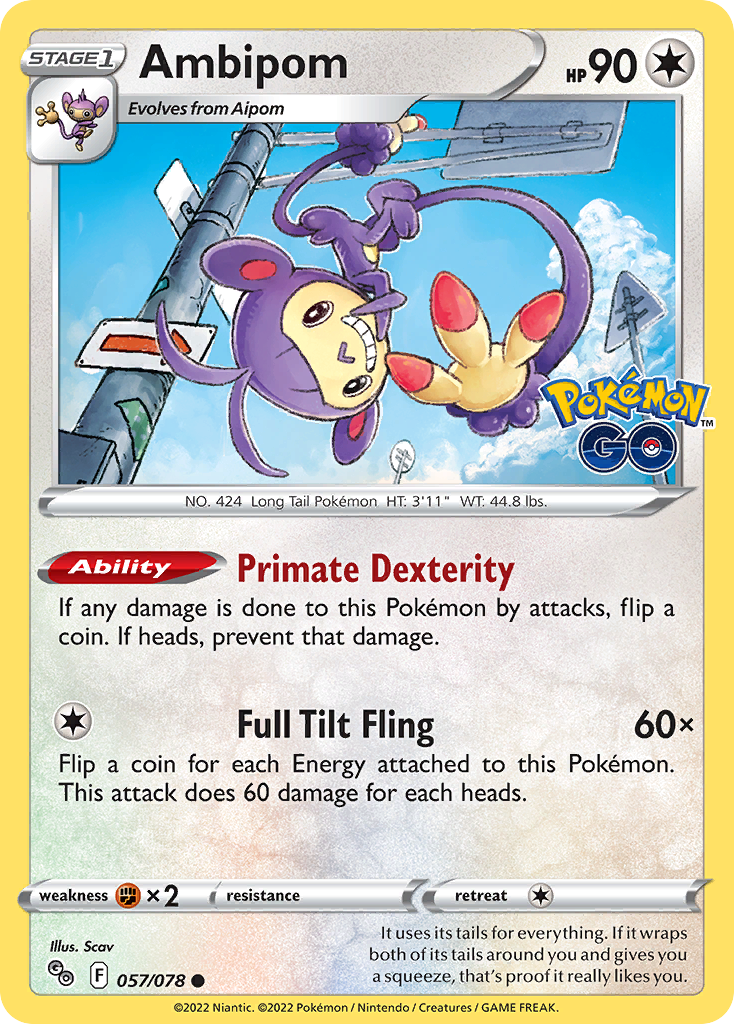 Ambipom - Pokémon GO - #57 - Pokemon TCG card
