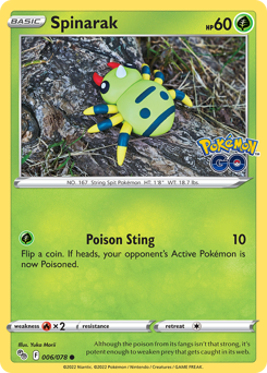 Spinarak - Pokémon GO - #6 - Pokemon TCG card