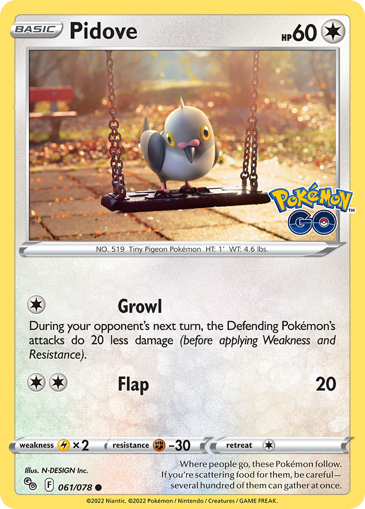 Pidove - Pokémon GO - #61 - Pokemon TCG card