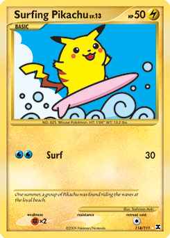 Surfing Pikachu #114 Surfing Pikachu - Rising Rivals - #114 - Pokemon TCG card