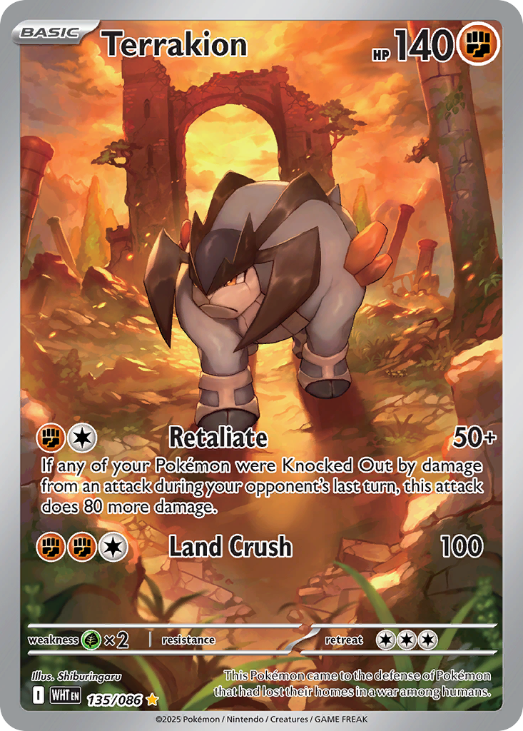 Terrakion - White Flare - #135 - Pokemon TCG card