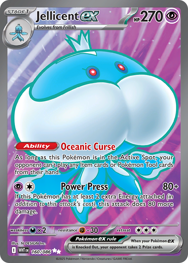 Jellicent ex - White Flare - #160 - Pokemon TCG card