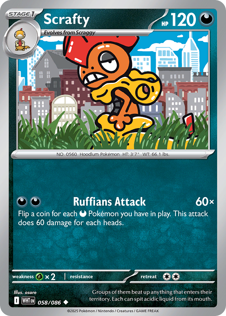 Scrafty - White Flare - #58 - Pokemon TCG card