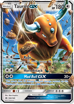 Tauros-GX - Sun & Moon - #100 - Pokemon TCG card