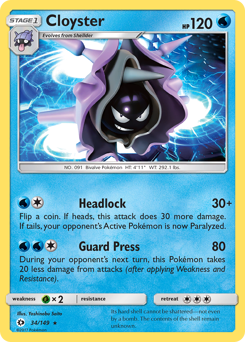 Cloyster - Sun & Moon - #34 - Pokemon TCG card