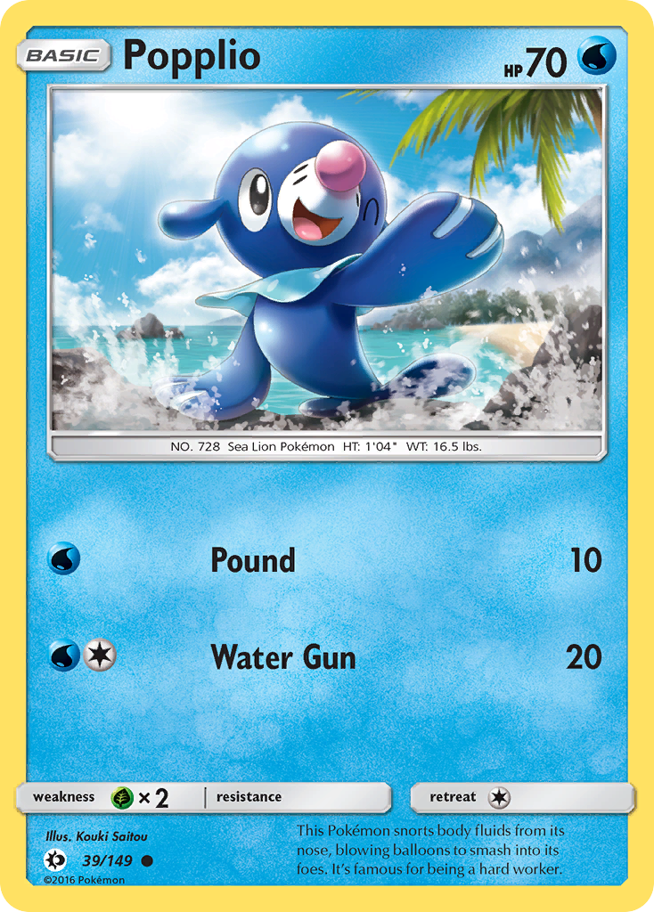 Popplio - Sun & Moon - #39 - Pokemon TCG card