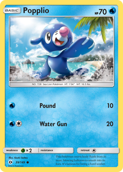Popplio - Sun & Moon - #39 - Pokemon TCG card