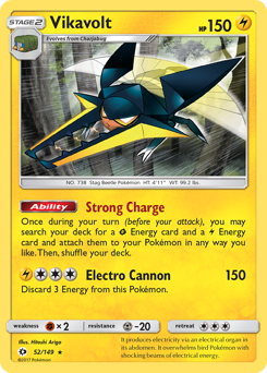Vikavolt - Sun & Moon - #52 - Pokemon TCG card