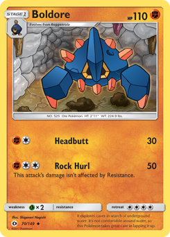 Boldore #70 Boldore - Sun & Moon - #70 - Pokemon TCG card