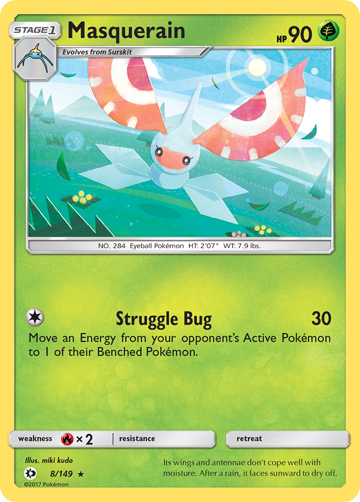 Masquerain - Sun & Moon - #8 - Pokemon TCG card