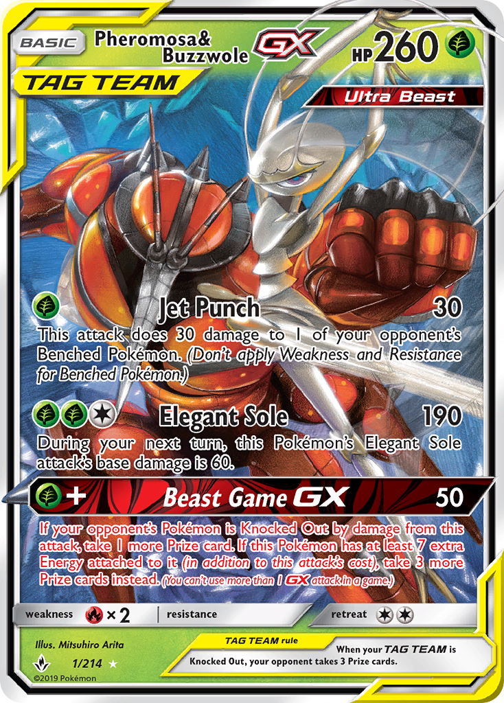 Pheromosa & Buzzwole-GX - Unbroken Bonds - #1 - Pokemon TCG card