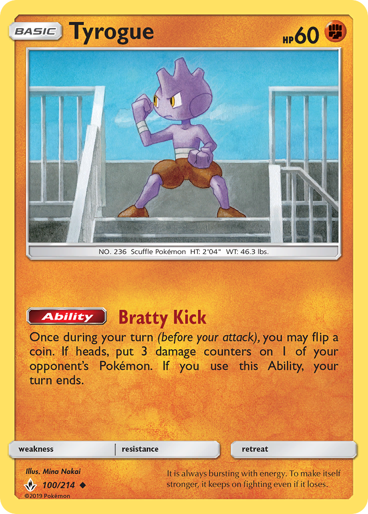 Tyrogue - Unbroken Bonds - #100 - Pokemon TCG card