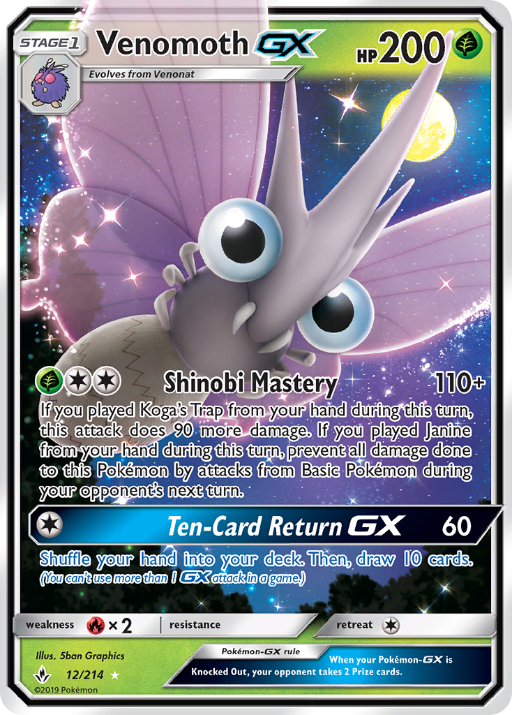 Venomoth-GX - Unbroken Bonds - #12 - Pokemon TCG card