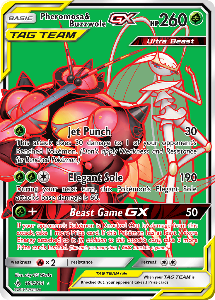 Pheromosa & Buzzwole-GX - Unbroken Bonds - #191 - Pokemon TCG card