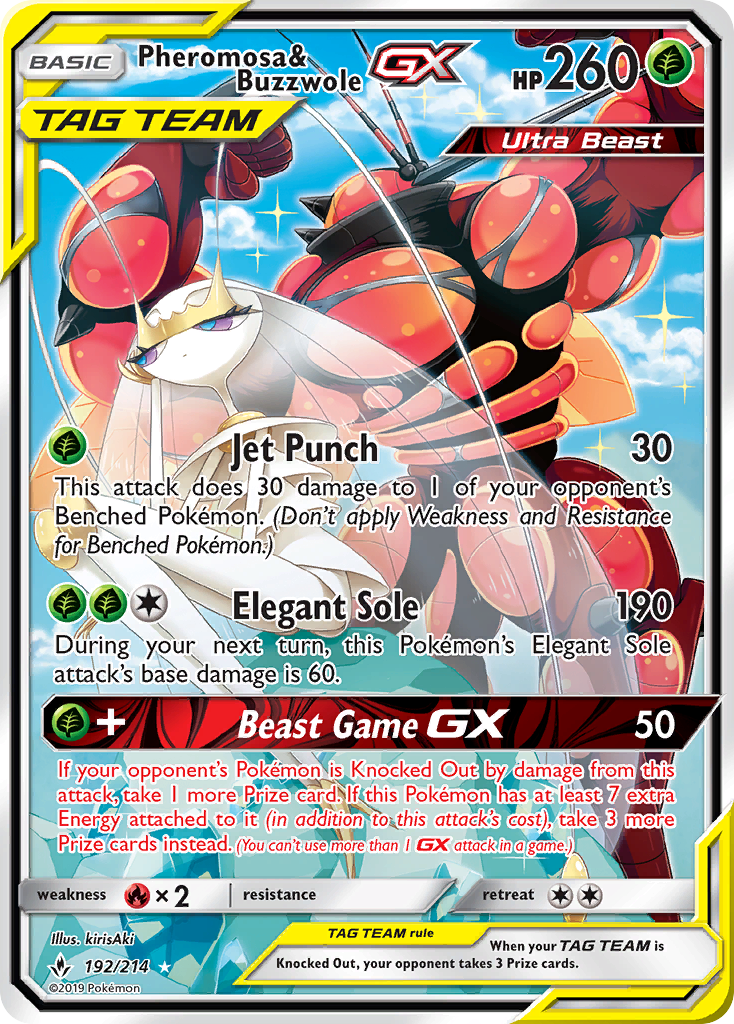 Pheromosa & Buzzwole-GX - Unbroken Bonds - #192 - Pokemon TCG card
