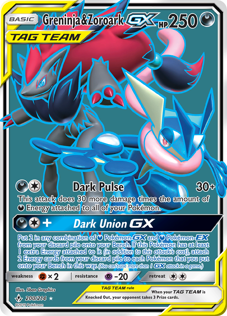 Greninja & Zoroark-GX - Unbroken Bonds - #200 - Pokemon TCG card