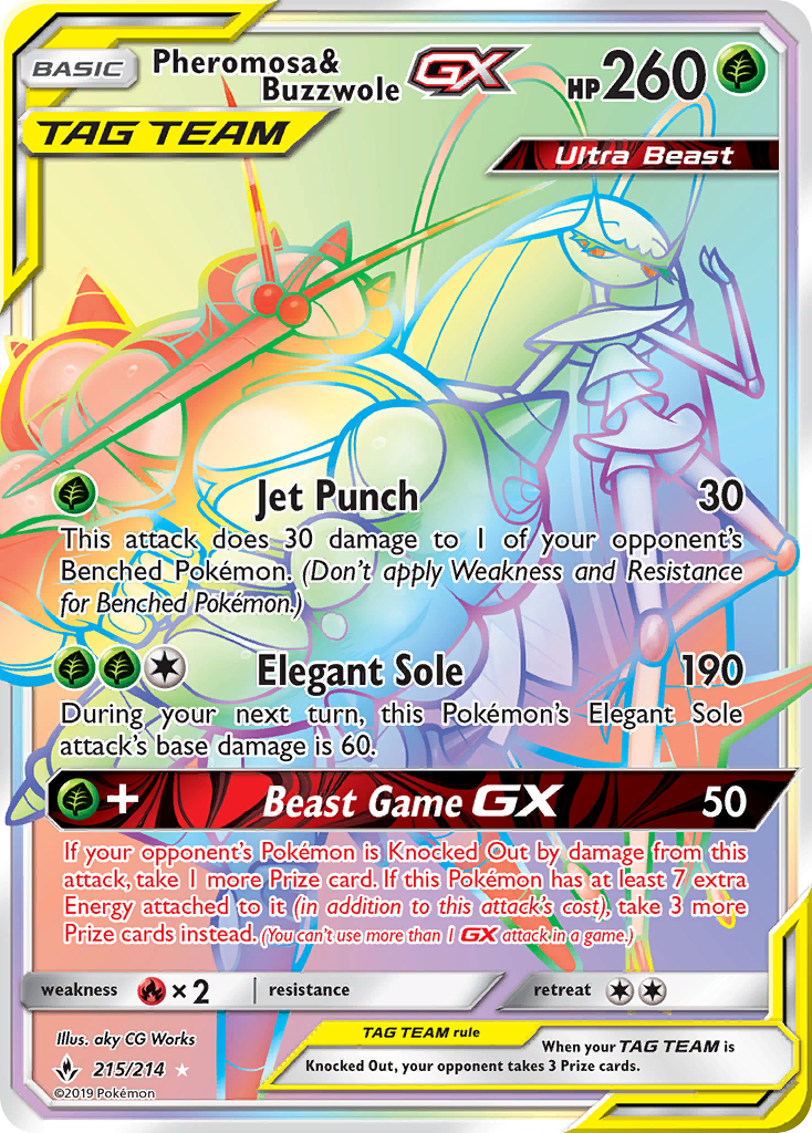 Pheromosa & Buzzwole-GX - Unbroken Bonds - #215 - Pokemon TCG card