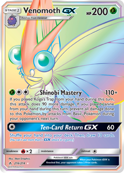 Venomoth-GX #216 Venomoth-GX - Unbroken Bonds - #216 - Pokemon TCG card