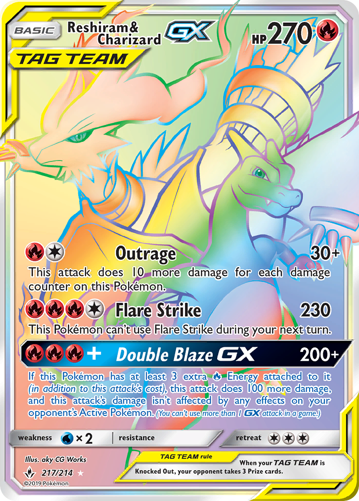 Reshiram & Charizard-GX - Unbroken Bonds - #217 - Pokemon TCG card