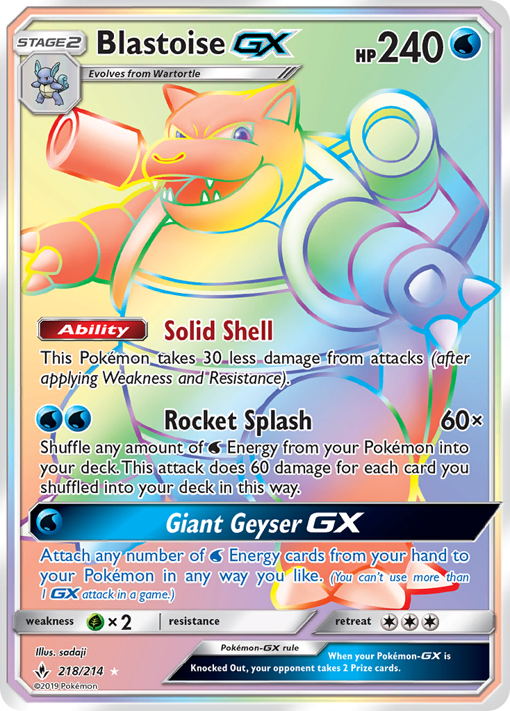 Blastoise-GX - Unbroken Bonds - #218 - Pokemon TCG card