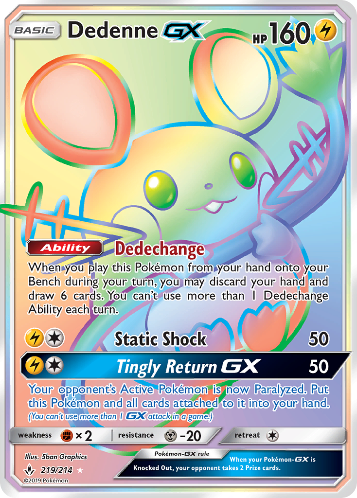 Dedenne-GX - Unbroken Bonds - #219 - Pokemon TCG card