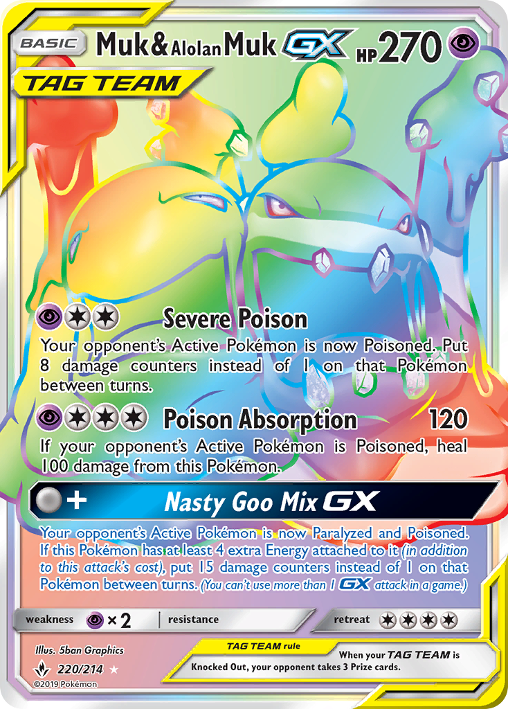 Muk & Alolan Muk-GX - Unbroken Bonds - #220 - Pokemon TCG card