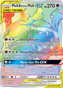 Muk & Alolan Muk-GX #220 Muk & Alolan Muk-GX - Unbroken Bonds - #220 - Pokemon TCG card