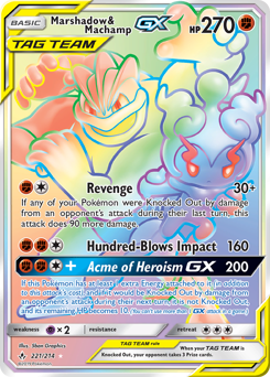 Marshadow & Machamp-GX - Unbroken Bonds - #221 - Pokemon TCG card