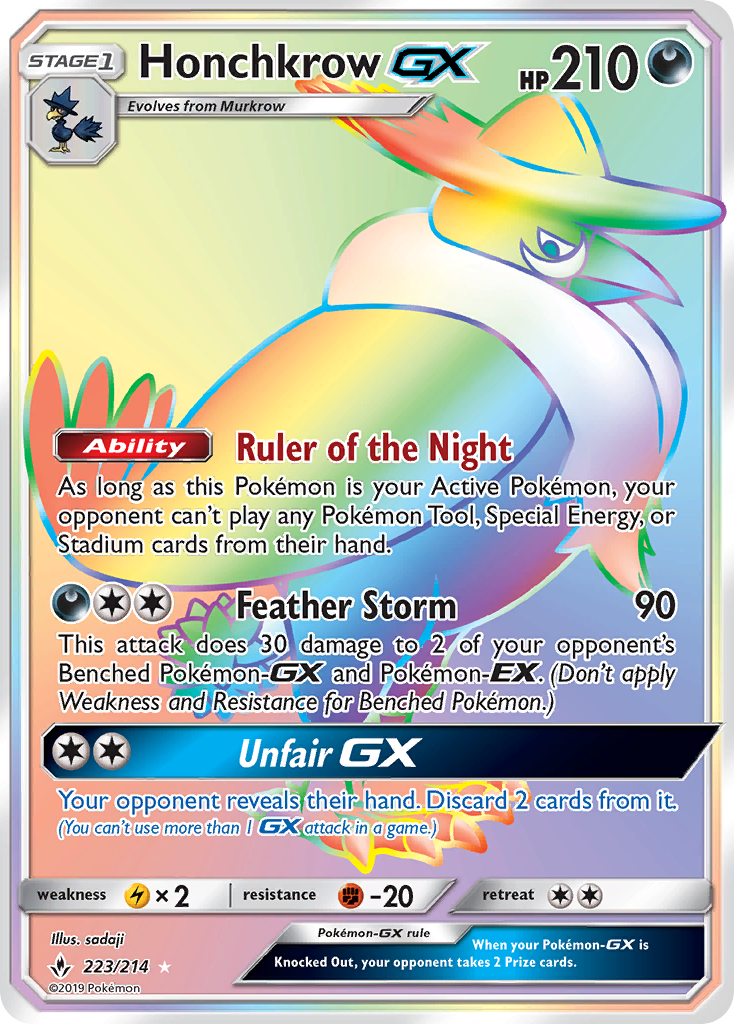 Honchkrow-GX - Unbroken Bonds - #223 - Pokemon TCG card