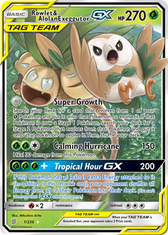 Rowlet & Alolan Exeggutor-GX - Unified Minds - #1 - Pokemon TCG card