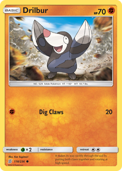 Drilbur - Unified Minds - #118 - Pokemon TCG card