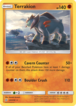Terrakion #122 Terrakion - Unified Minds - #122 - Pokemon TCG card