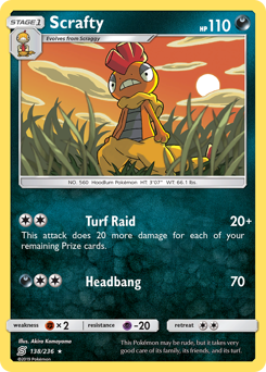 Scrafty #138 Scrafty - Unified Minds - #138 - Pokemon TCG card