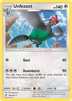 Unfezant #176 Unfezant - Unified Minds - #176 - Pokemon TCG card