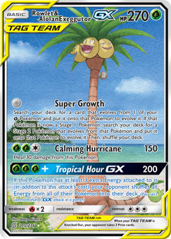 Rowlet & Alolan Exeggutor-GX - Unified Minds - #215 - Pokemon TCG card
