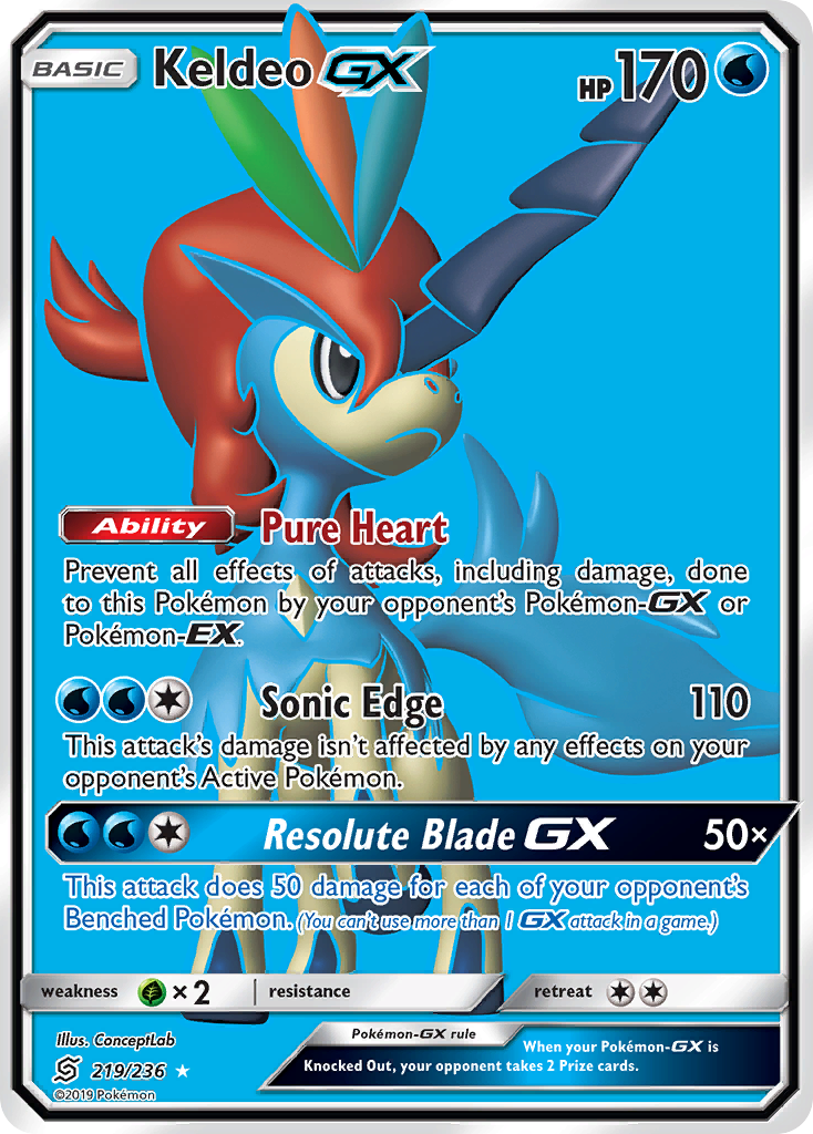 Keldeo-GX - Unified Minds - #219 - Pokemon TCG card