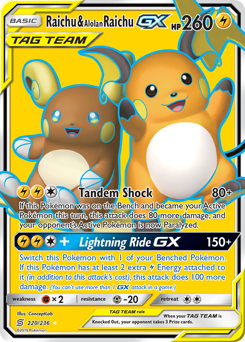 Raichu & Alolan Raichu-GX #220 Raichu & Alolan Raichu-GX - Unified Minds - #220 - Pokemon TCG card