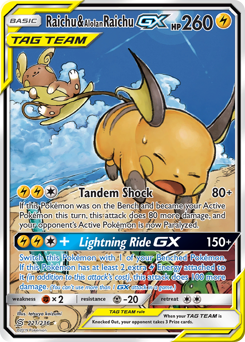 Raichu & Alolan Raichu-GX #221 Raichu & Alolan Raichu-GX - Unified Minds - #221 - Pokemon TCG card