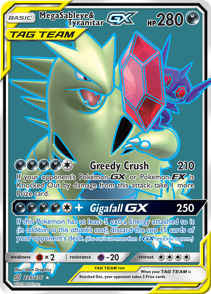 Mega Sableye & Tyranitar-GX - Unified Minds - #225 - Pokemon TCG card