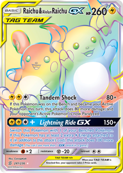 Raichu & Alolan Raichu-GX #241 Raichu & Alolan Raichu-GX - Unified Minds - #241 - Pokemon TCG card