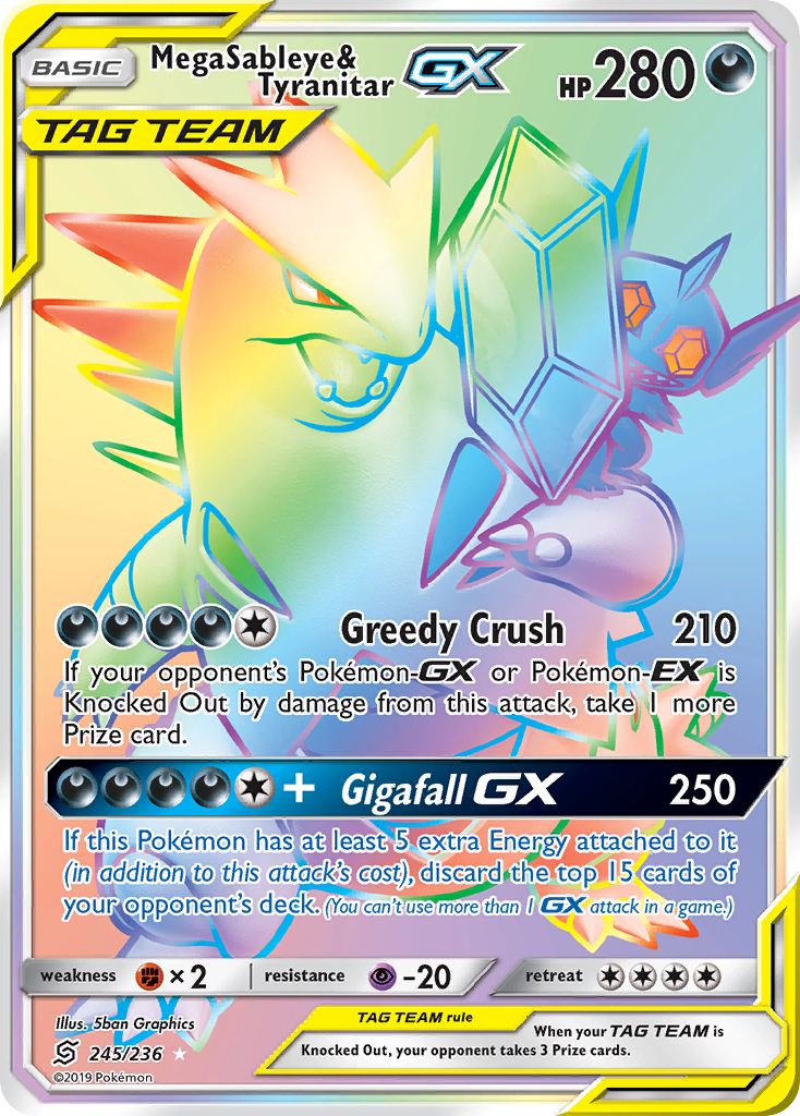Mega Sableye & Tyranitar-GX - Unified Minds - #245 - Pokemon TCG card