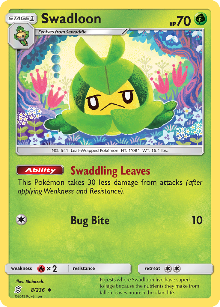 Swadloon - Unified Minds - #8 - Pokemon TCG card