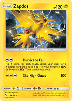 Zapdos - Hidden Fates - #24 - Pokemon TCG card