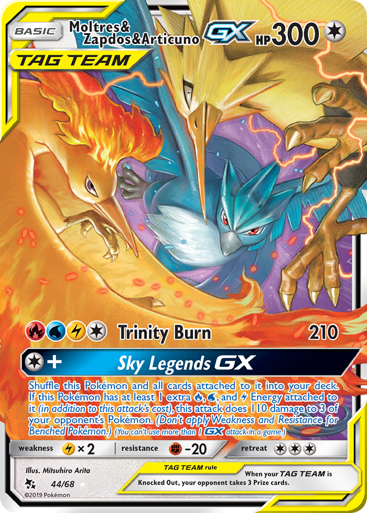 Moltres & Zapdos & Articuno-GX - Hidden Fates - #44 - Pokemon TCG card