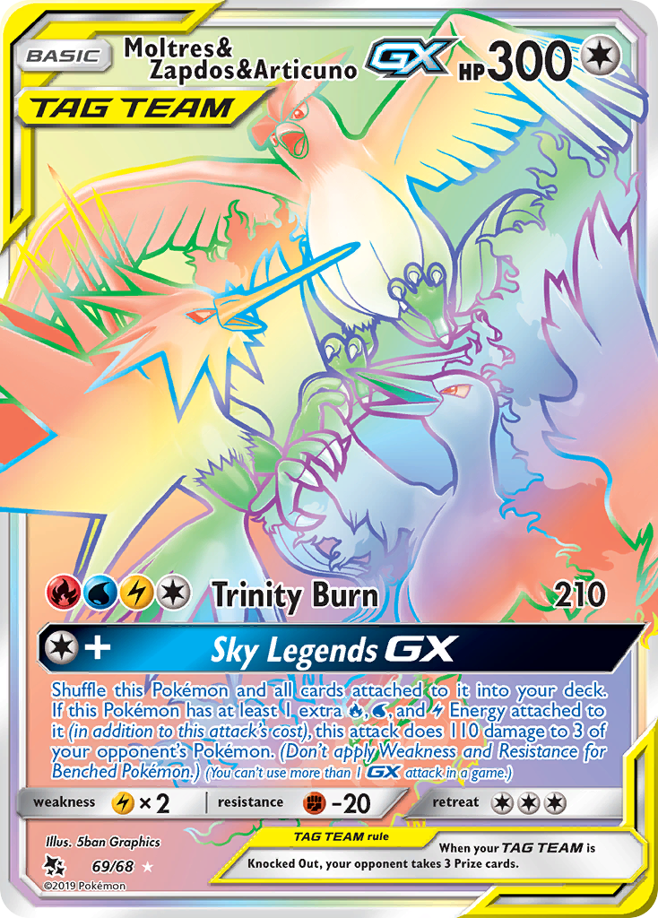 Moltres & Zapdos & Articuno-GX - Hidden Fates - #69 - Pokemon TCG card